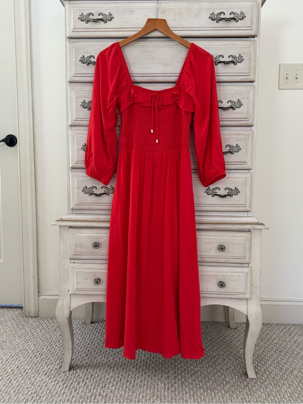 Vici Red Milkmaid Ren Faire Babydoll Midi Dress